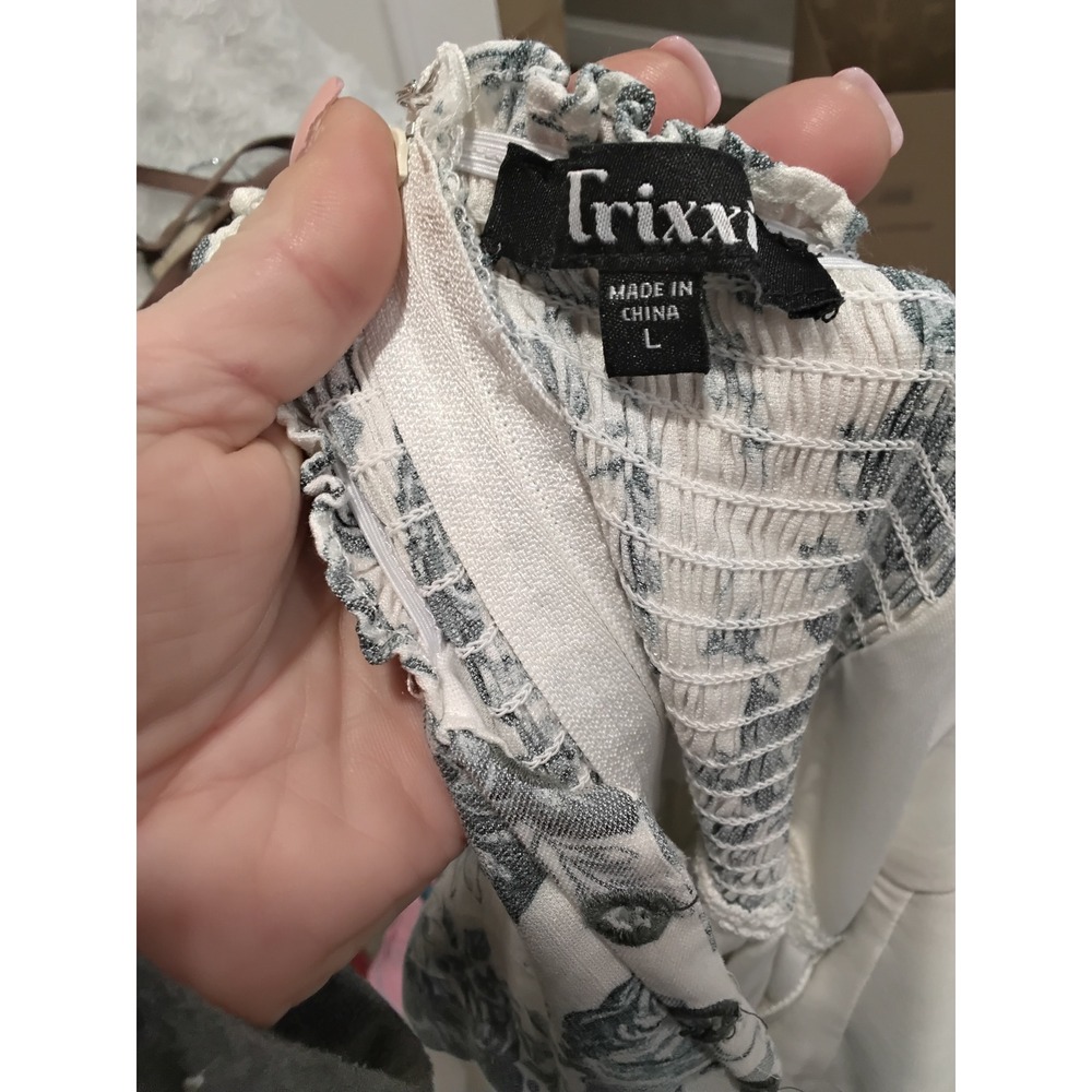 Trixxi White Maxi Dress with Sage Floral Print - Picture 5 of 8